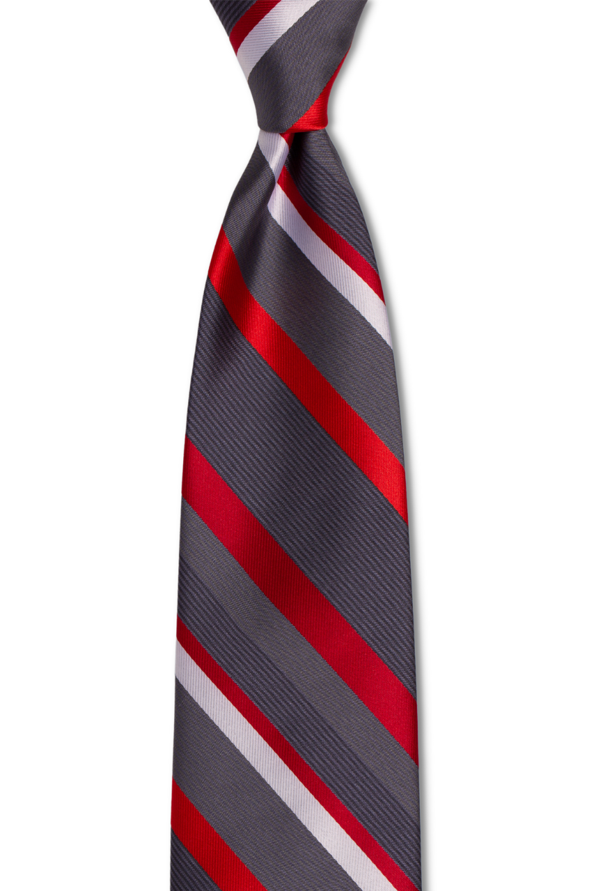 Gray with Red Stripes Traditional Tie