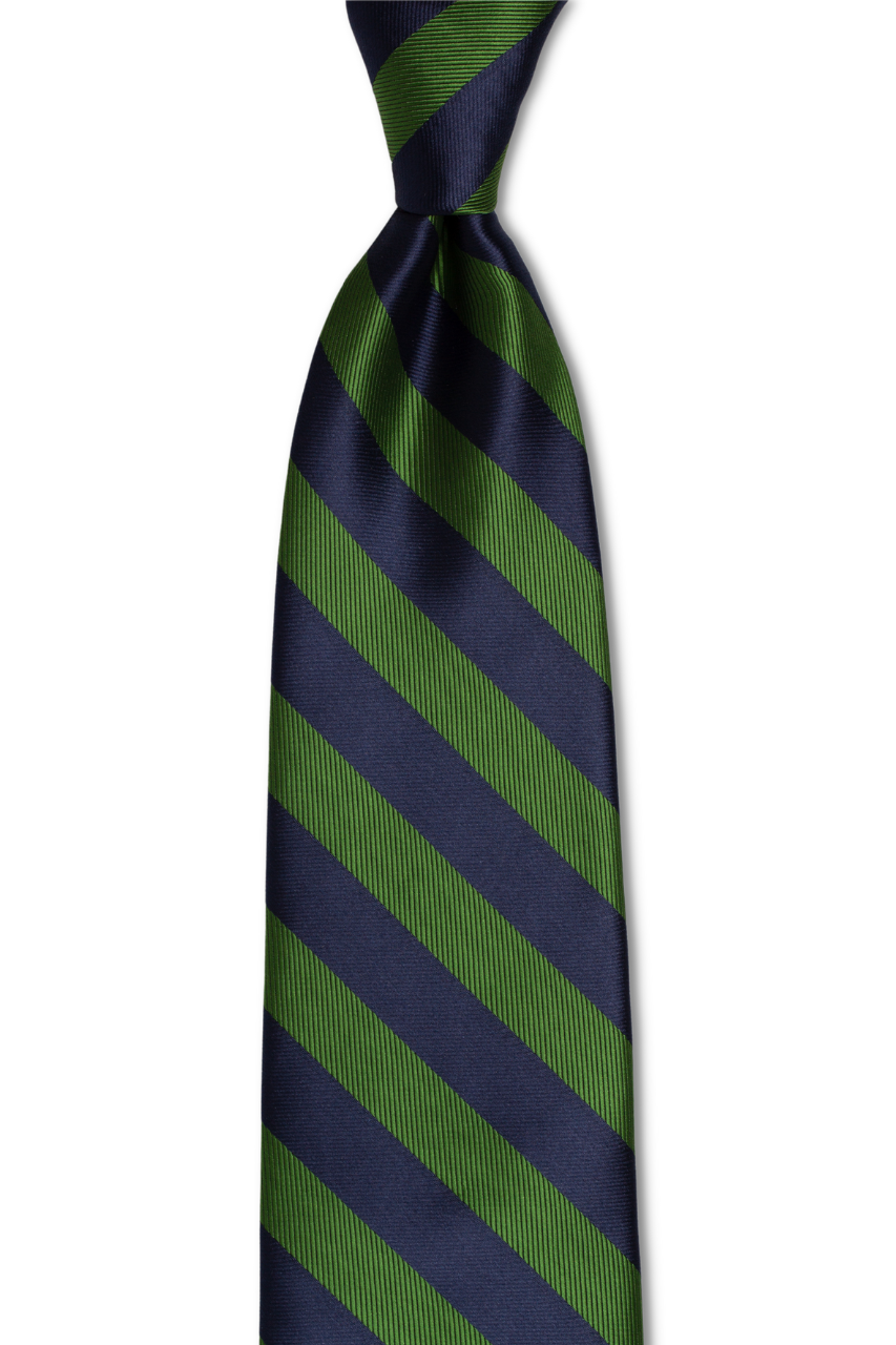 Green Navy Blue Striped Traditional Tie