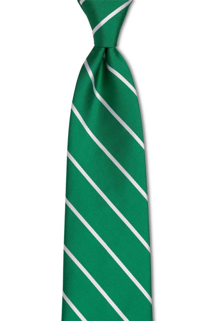 Green Silver Striped Traditional Tie