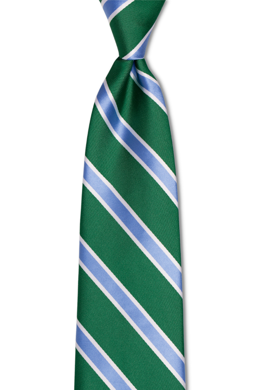 Green with Blue White Stripes Traditional Tie