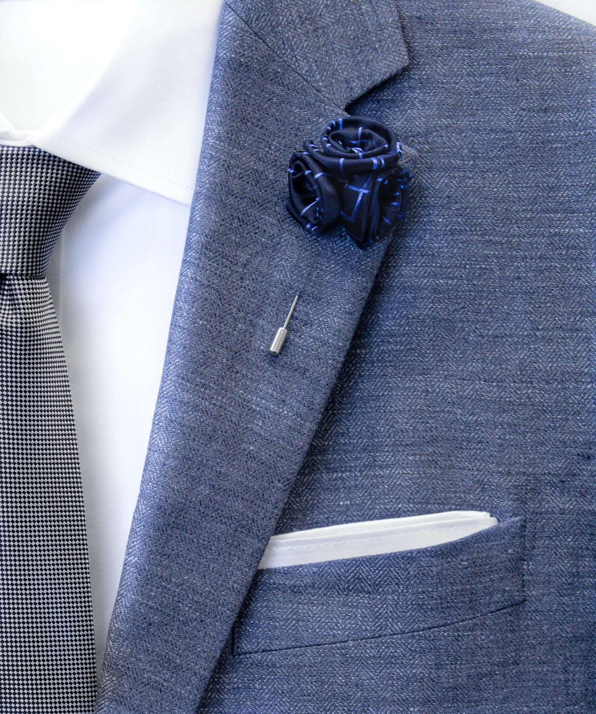 Black &amp; Blue Flower Lapel Pin