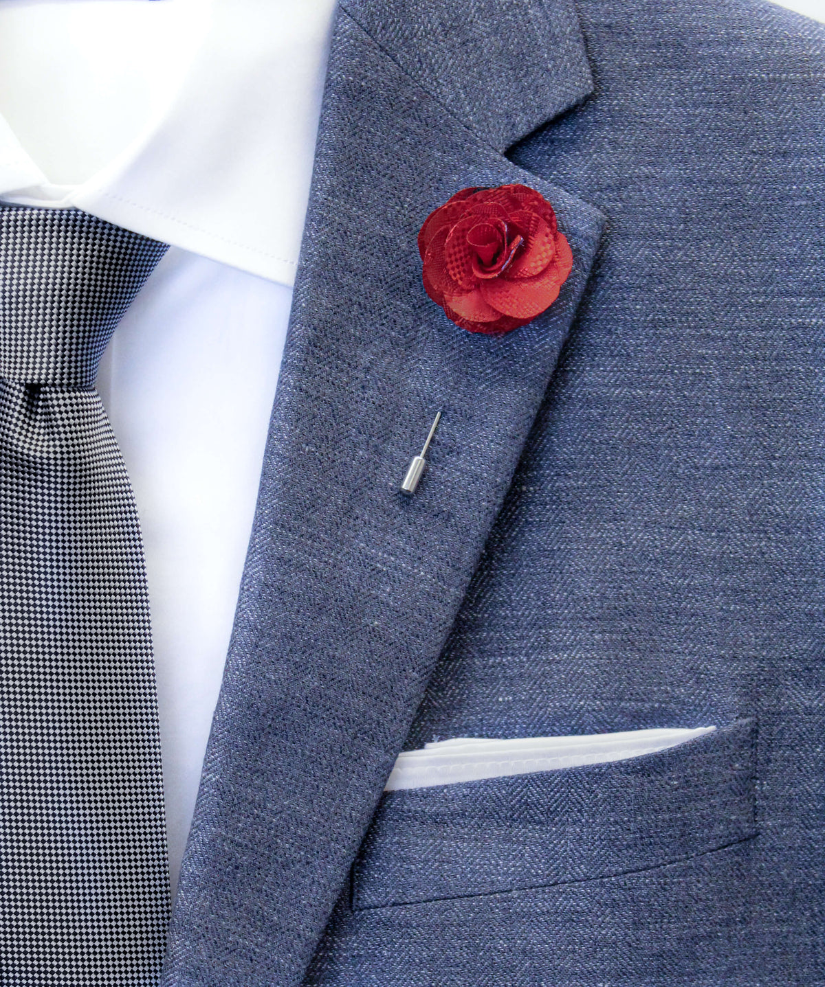 Classically Cool Red Flower Lapel Pin