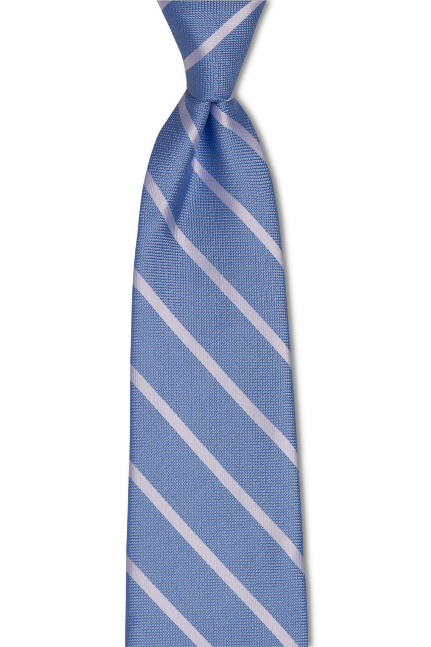 Light Blue with Silver Stripes Skinny Traditional Tie