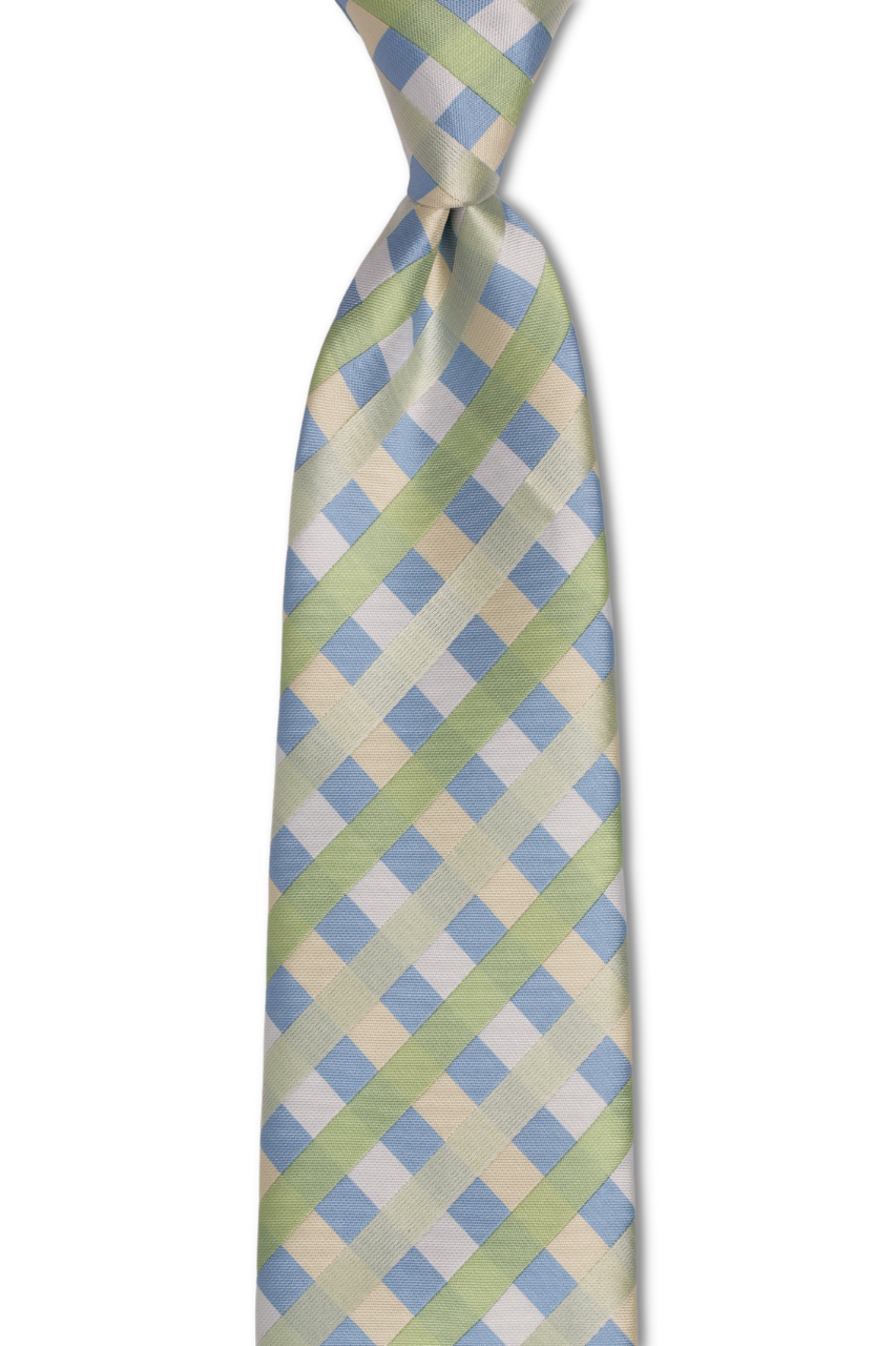 Light Blue and Green Striped Traditional Tie