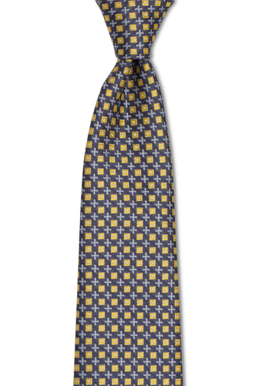 Light Blue and Yellow Geometric Traditional Tie