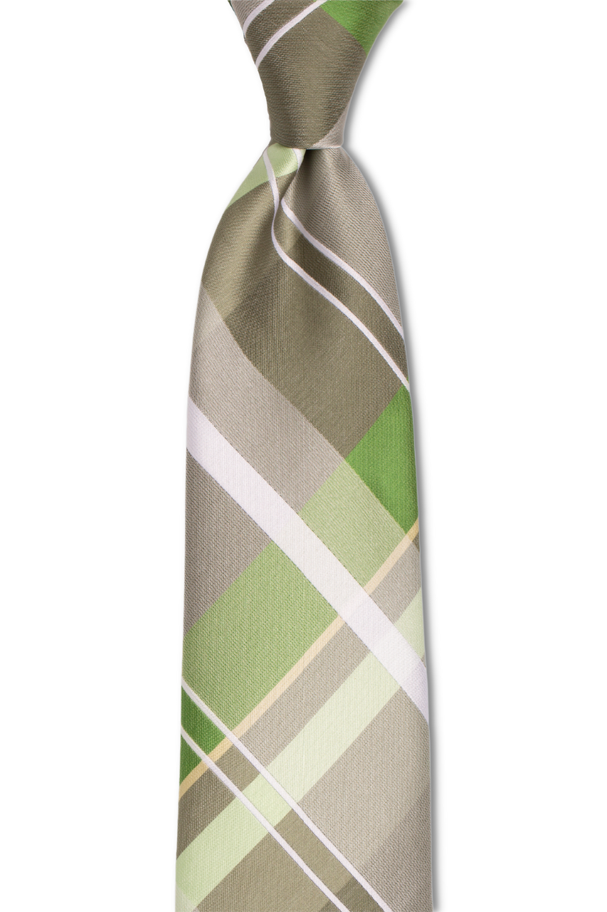 Light Green Plaid Skinny Tie