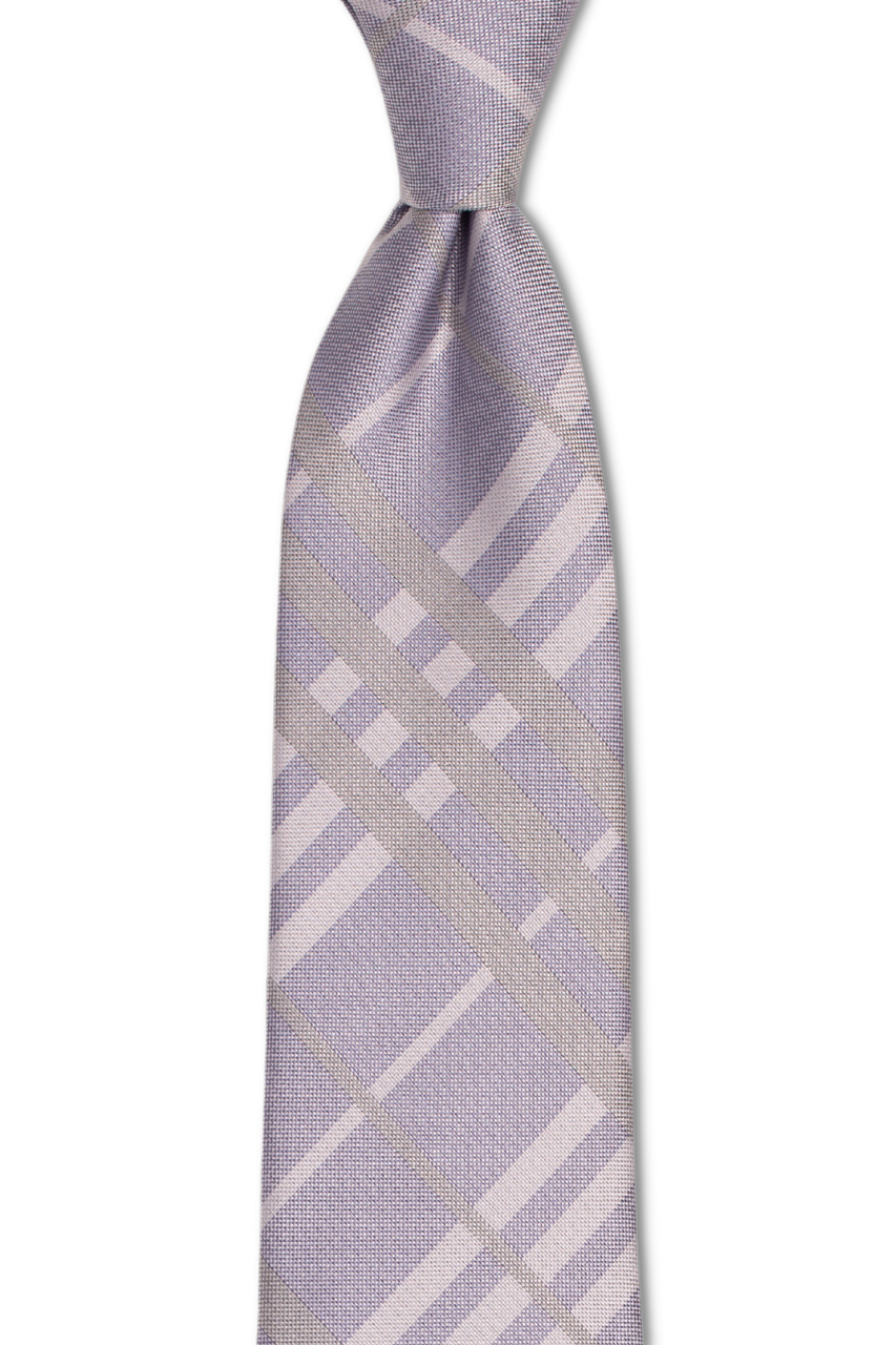 Light Purple and Gray Plaid Traditional Tie