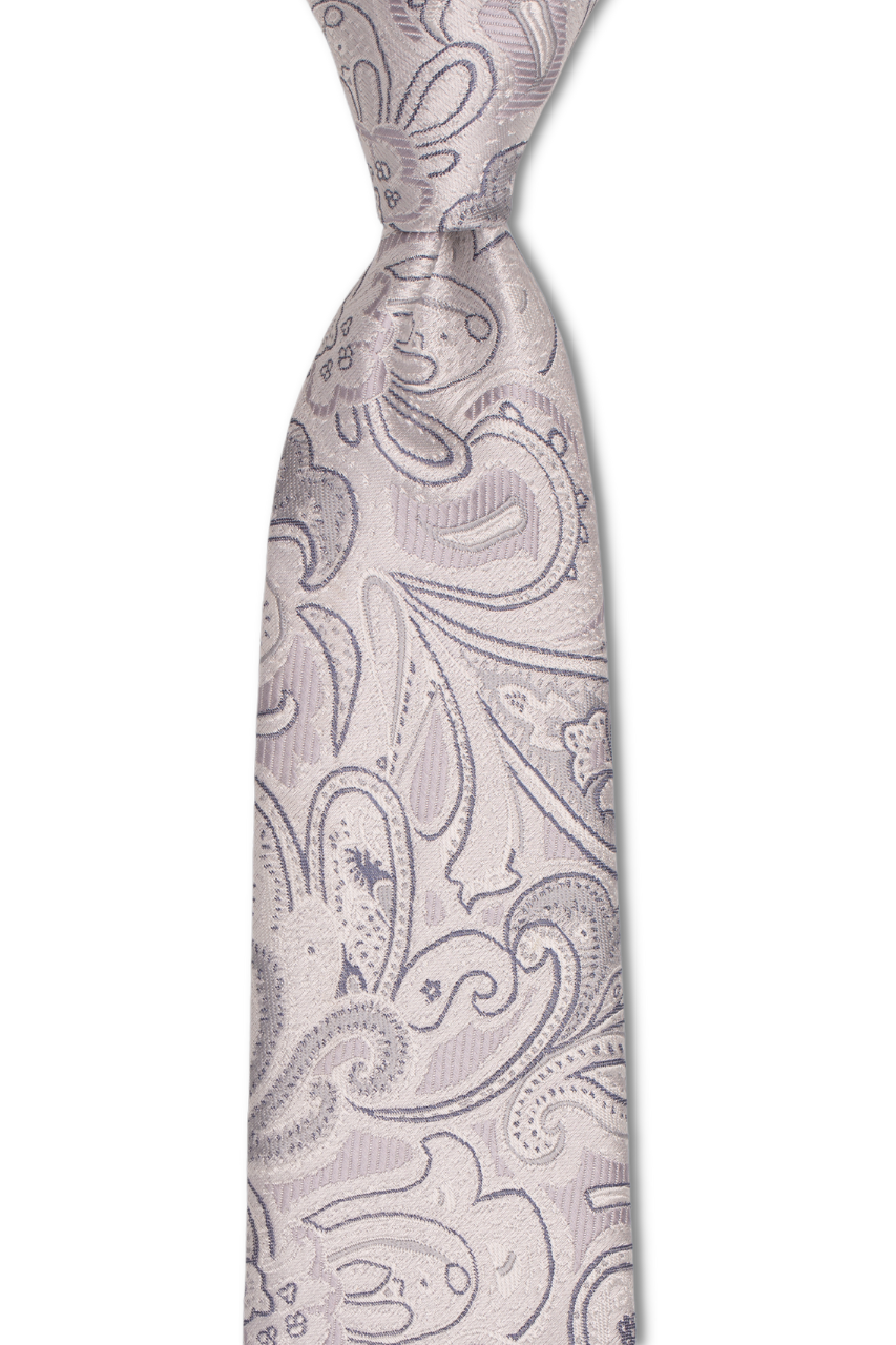 Light Silver Paisley Traditional Tie