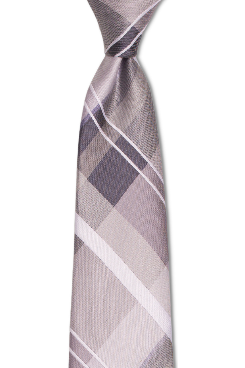 Light Silver Plaid Traditional Tie