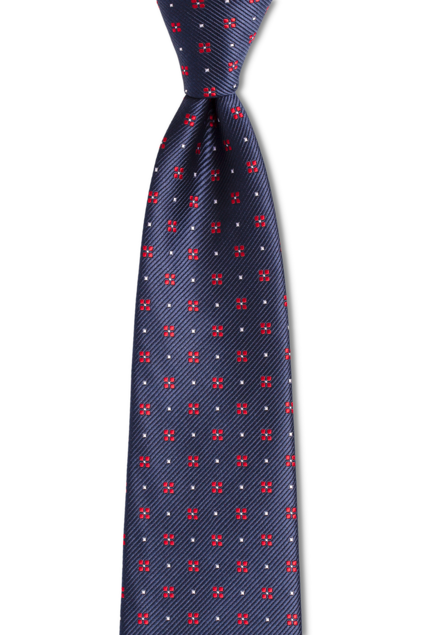 Navy-Red Geometric Traditional Tie
