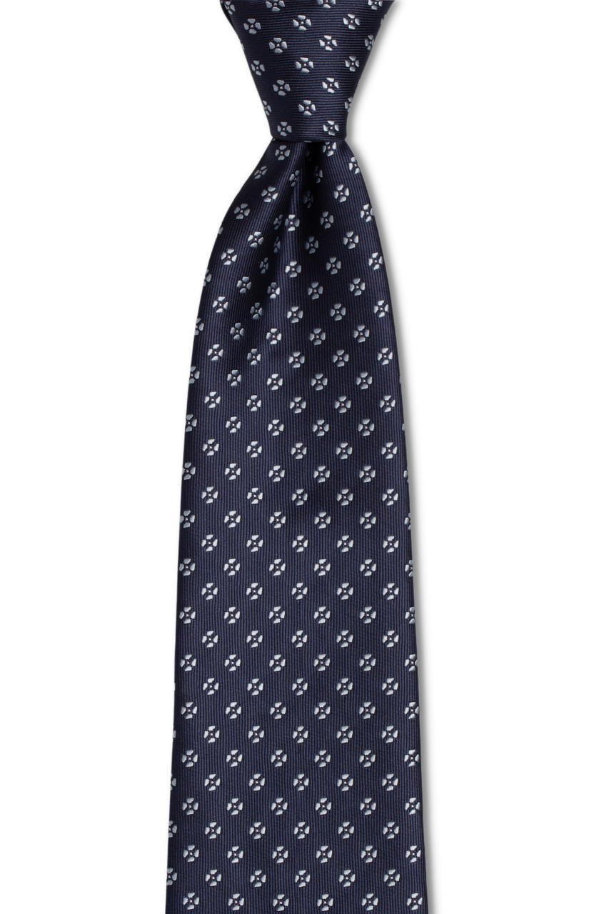 Navy Blue-Flowered Geometric Tie