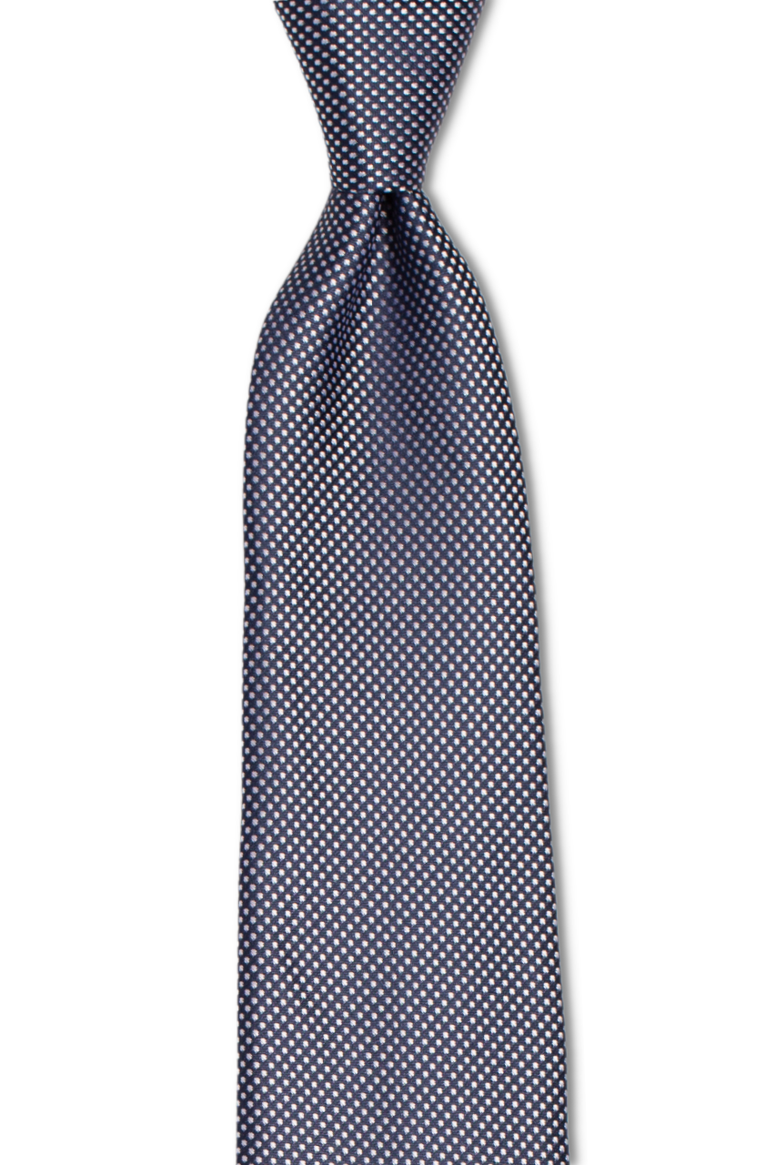 Navy Blue Reflective Silver Dotted Traditional Tie