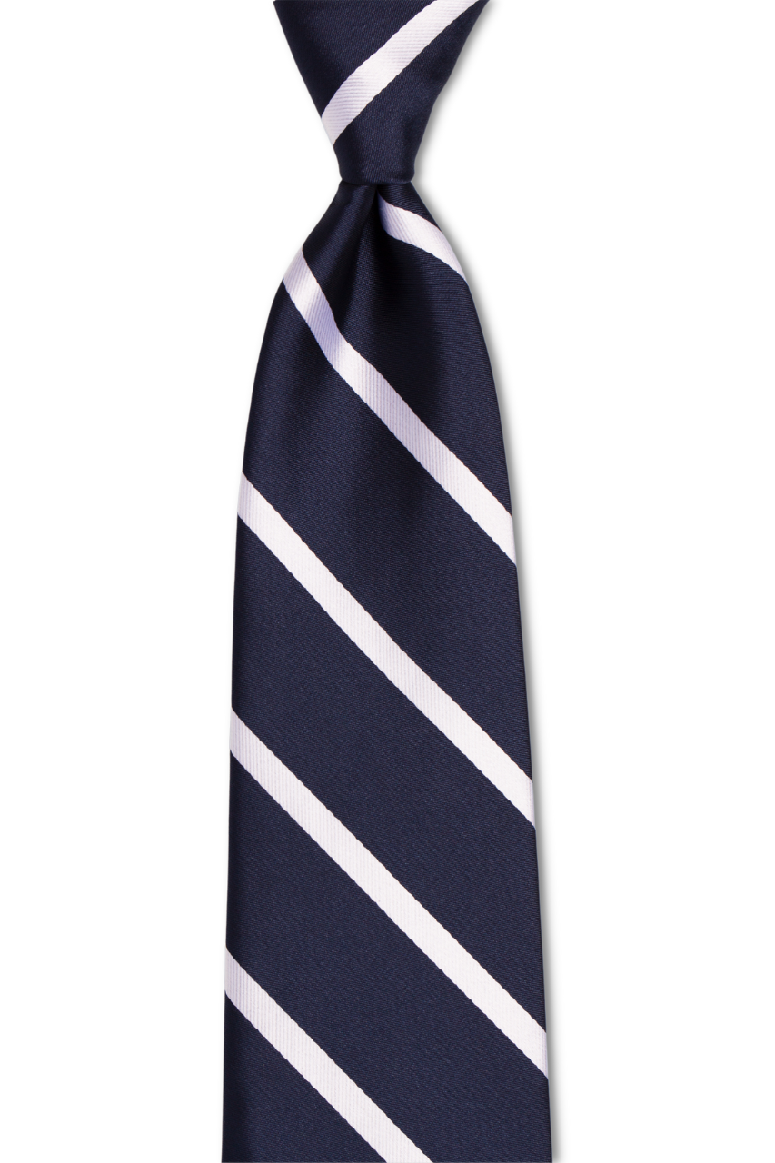 Navy White Striped Traditional Tie