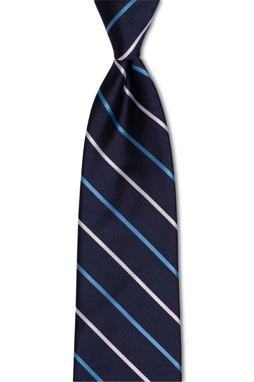 Navy with Blue and Silver Stripes Tie
