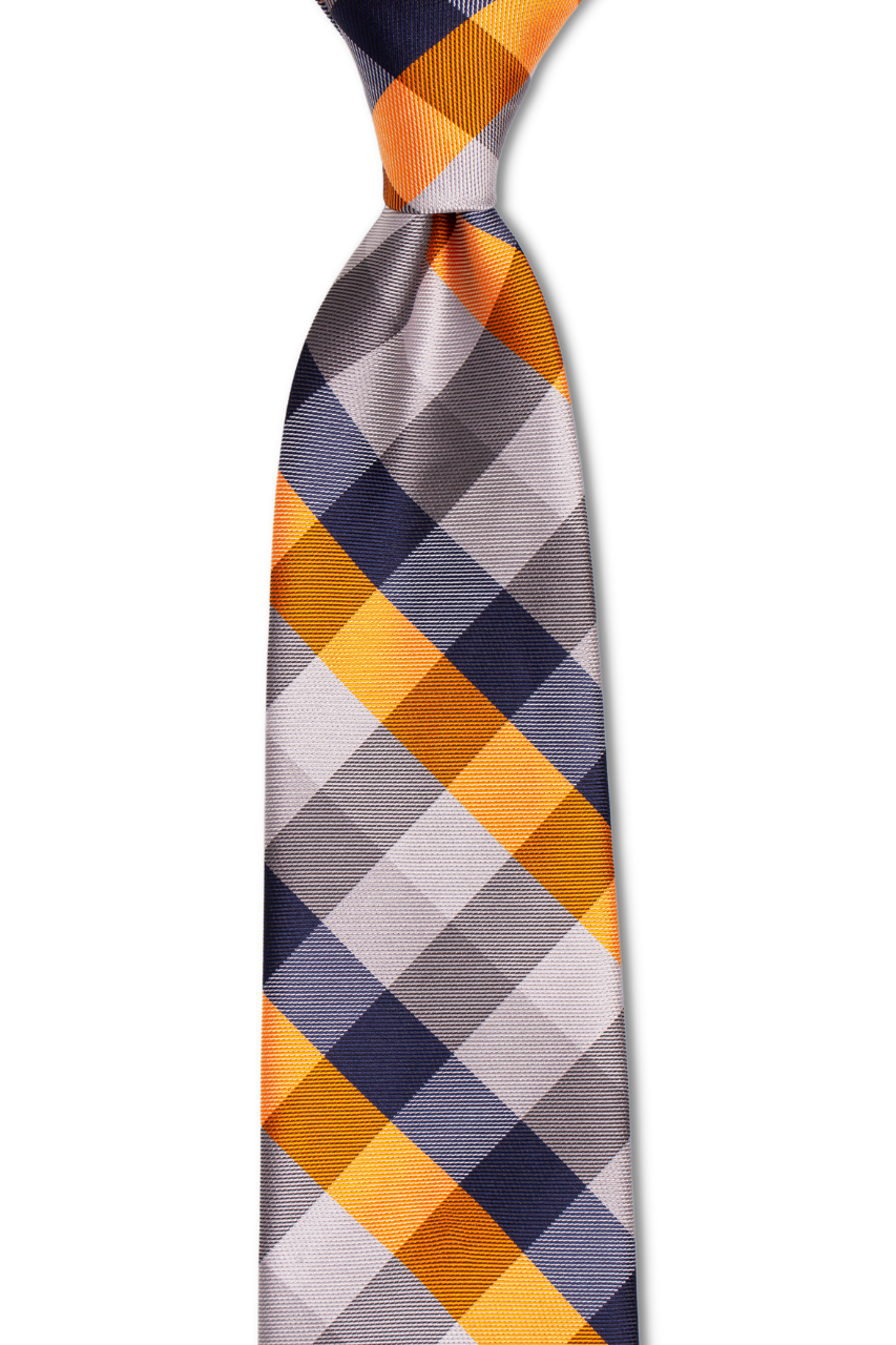 Orange Blue Plaid Skinny Tie