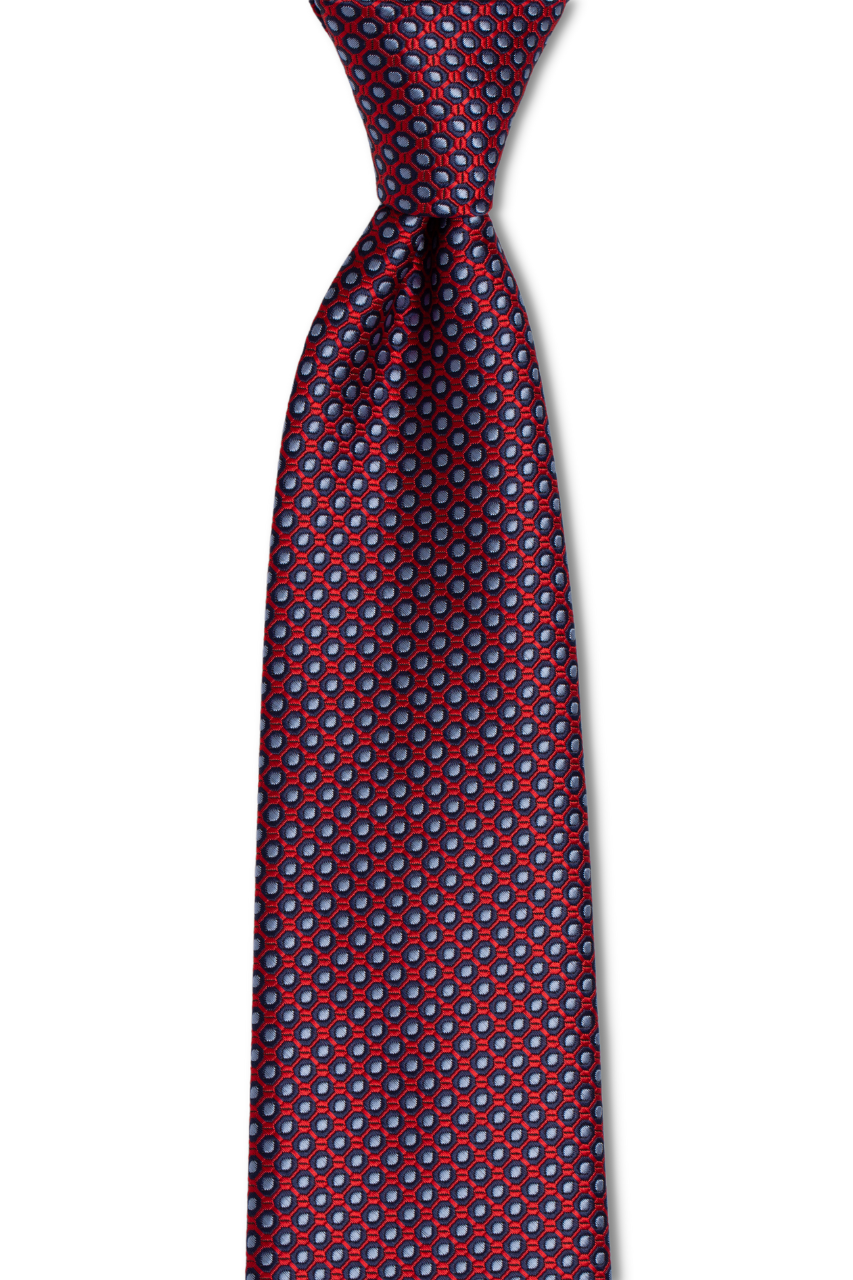 Red Blue Geometric Circled Traditional Tie
