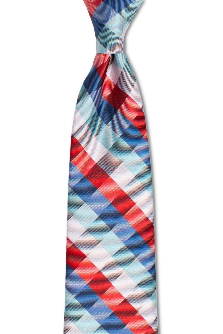Red Blue Green Striped Plaid Tie