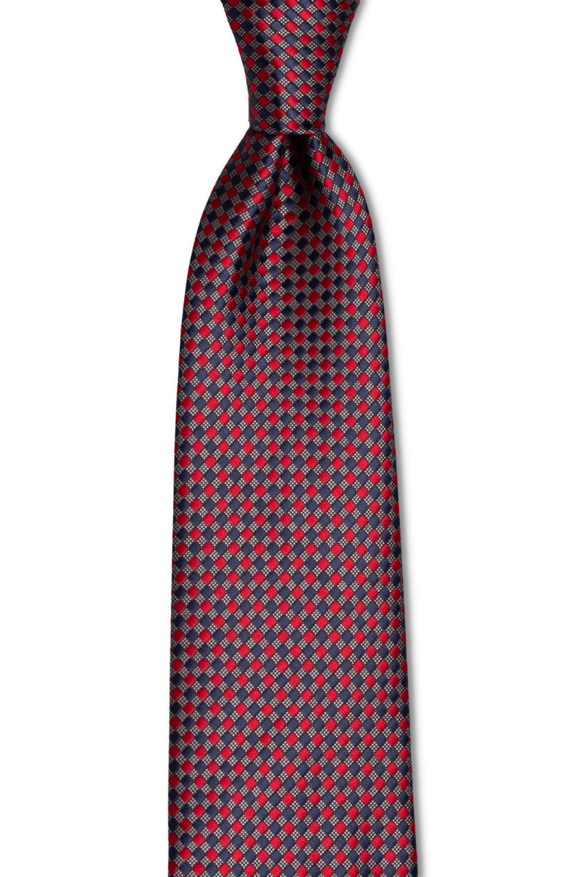 Red Blue Small Checkered Skinny Tie