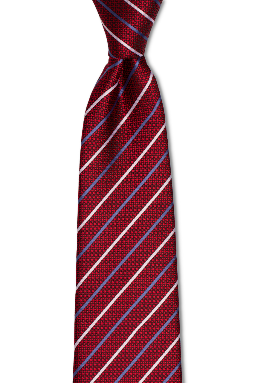 Red with Thin Blue White Stripes Tie
