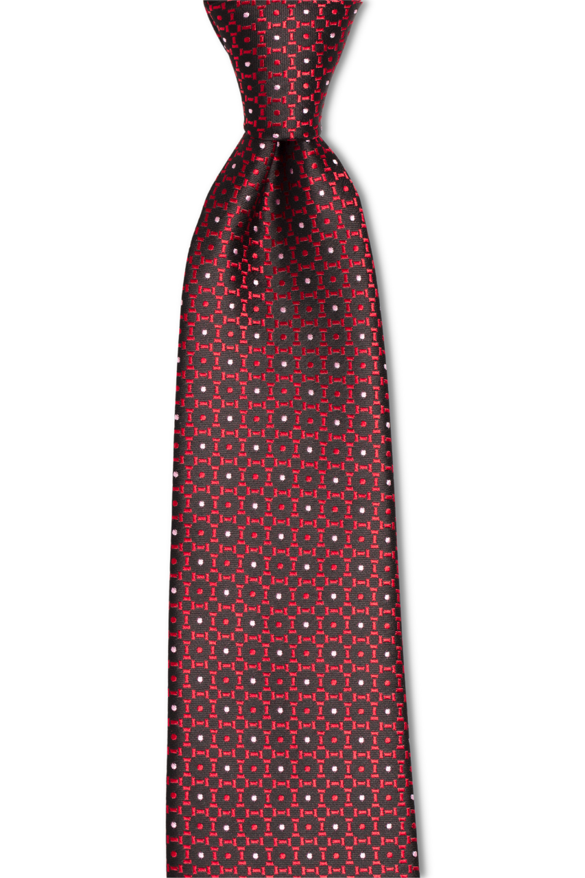 Ruby Red Geometric Traditional Tie