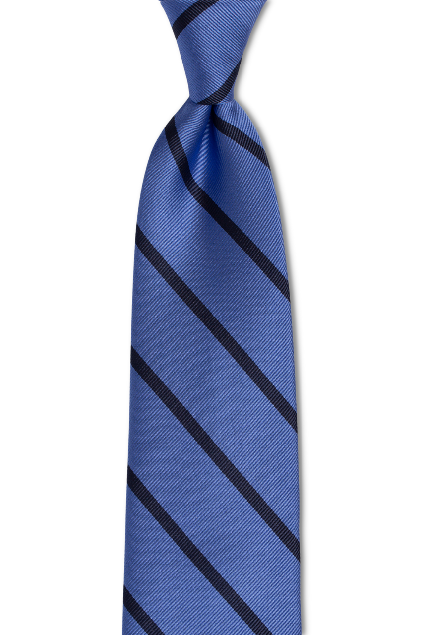 Steel Blue with Navy Stripe Traditional Tie