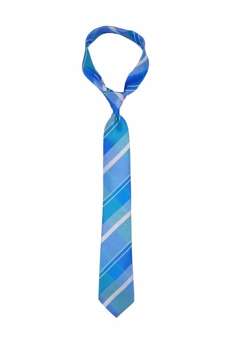 Aqua Plaid Skinny Pre-tied Tie, Tie, GoTie