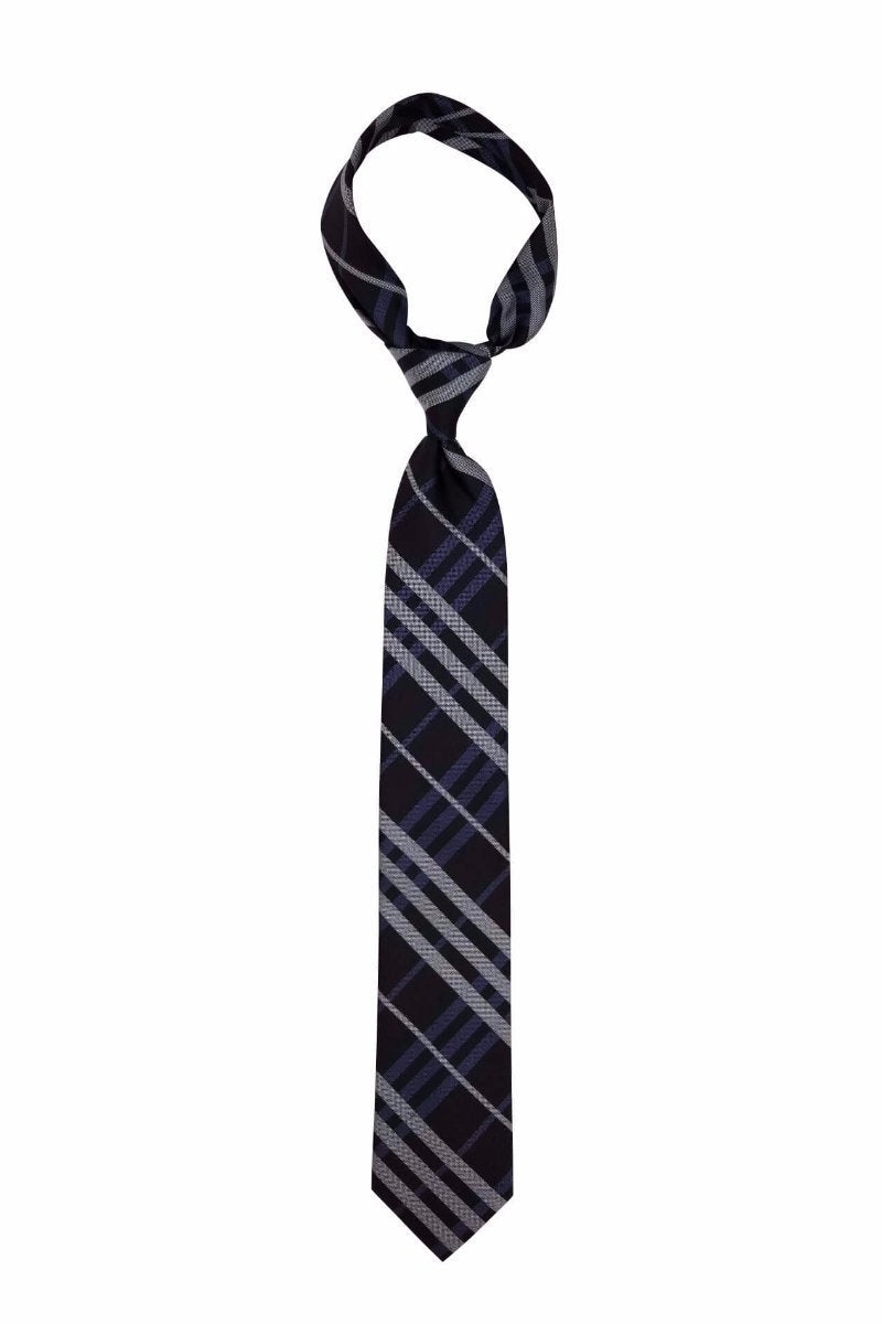 Black and Navy Plaid Pre-tied Tie, Tie, GoTie
