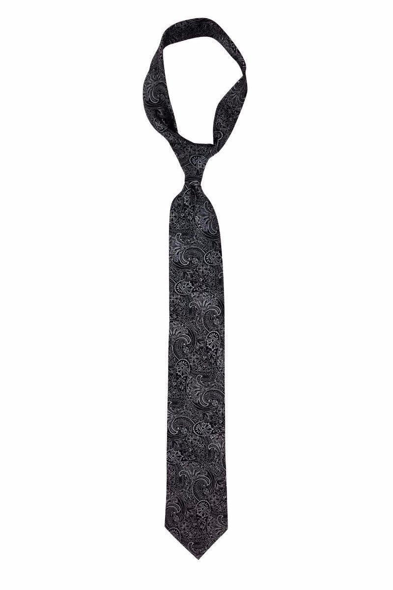 Black and Silver Paisley Pre-tied Tie, Tie, GoTie