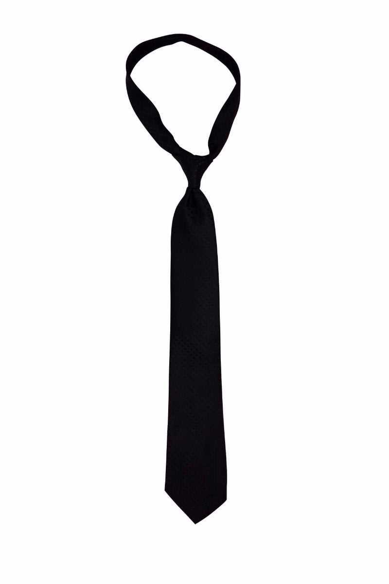 Black Black Checkered Skinny Pre-tied Tie, Tie, GoTie
