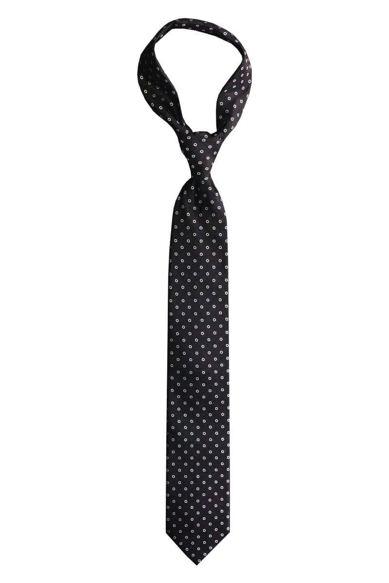 Black with Silver Circles Pre-tied Tie, Tie, GoTie
