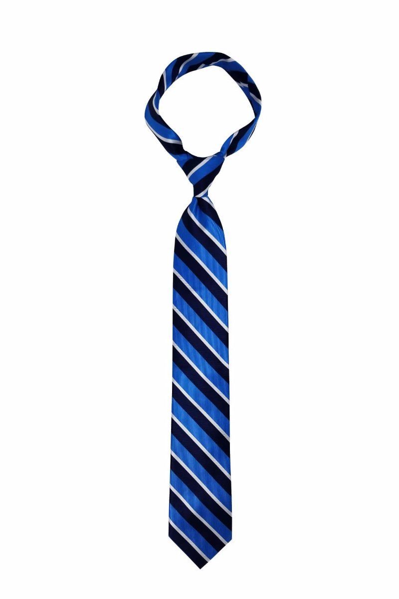 Blue Navy Traditional Striped Pre-tied Tie, Tie, GoTie