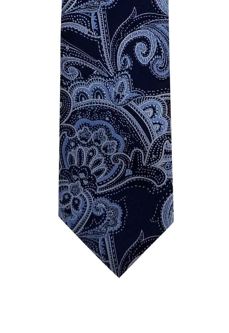 Blue Silver Paisley Pre-tied Tie, Tie, GoTie