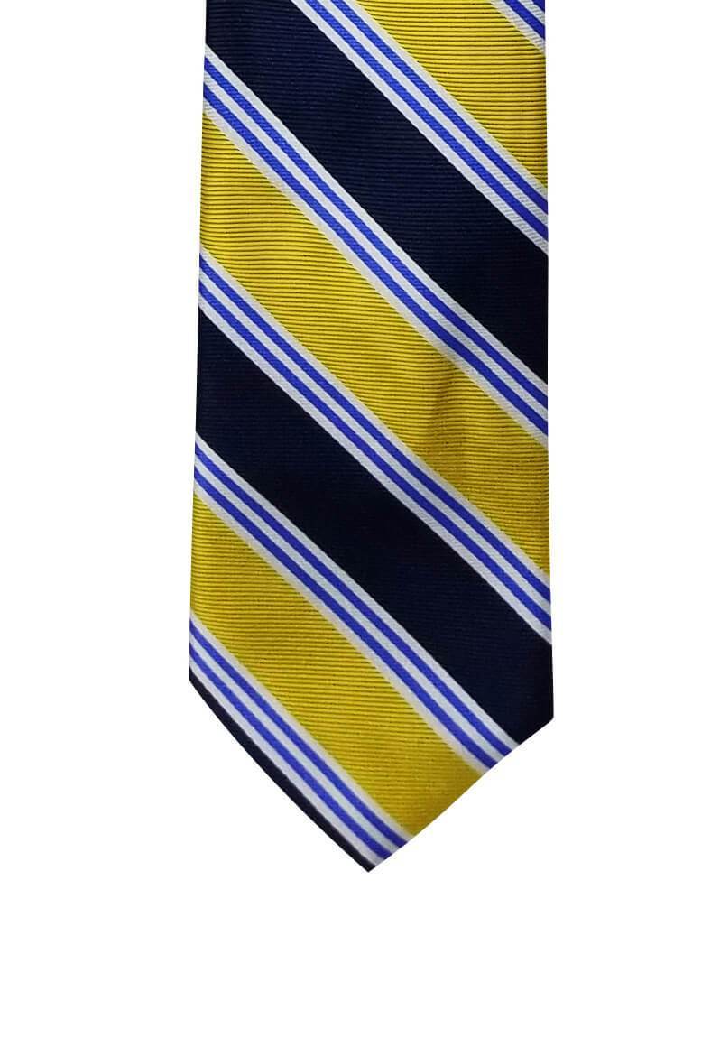 Blue Yellow Striped Pre-tied Tie, Tie, GoTie