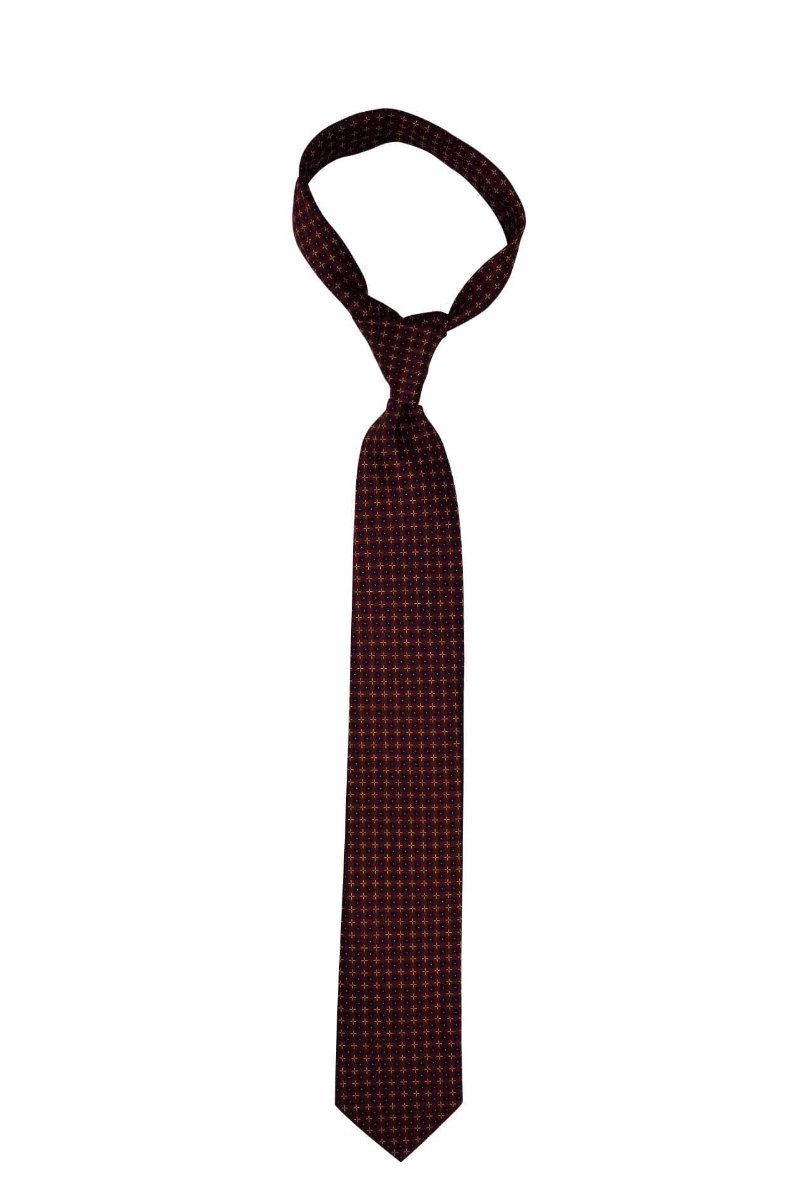 Burgundy Gold and Navy Geometric Pre-tied Tie, Tie, GoTie