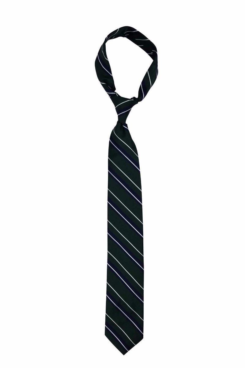 Dark Green with Navy and Silver Striped Pre-tied Tie, Tie, GoTie