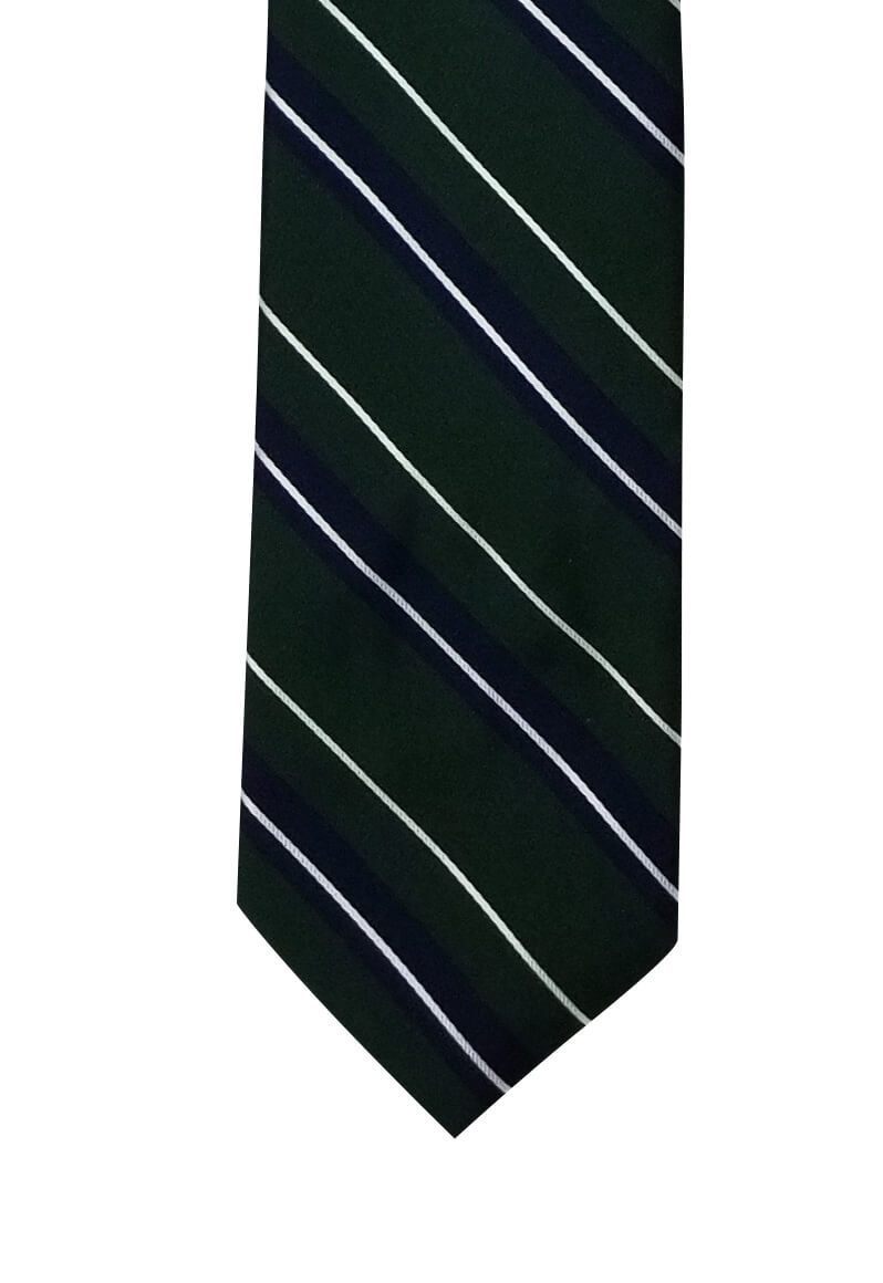 Dark Green with Navy and Silver Striped Pre-tied Tie, Tie, GoTie