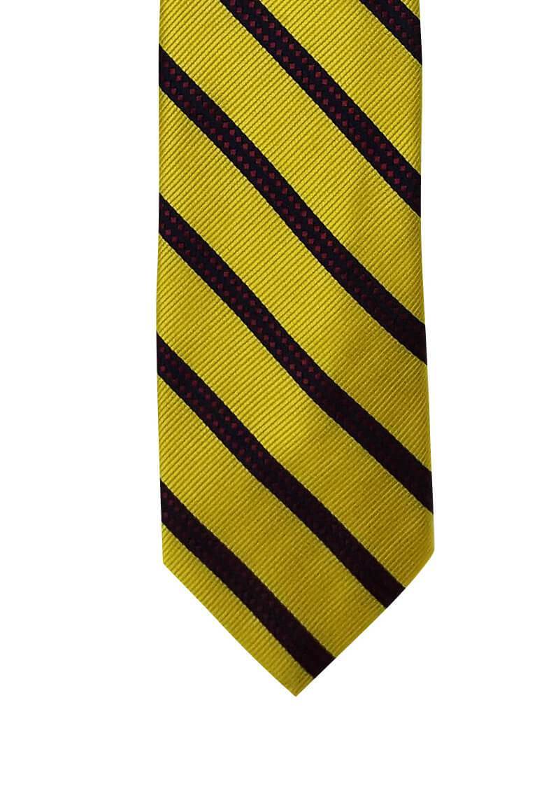 Gold Red Checkered Striped Pre-tied Tie, Tie, GoTie