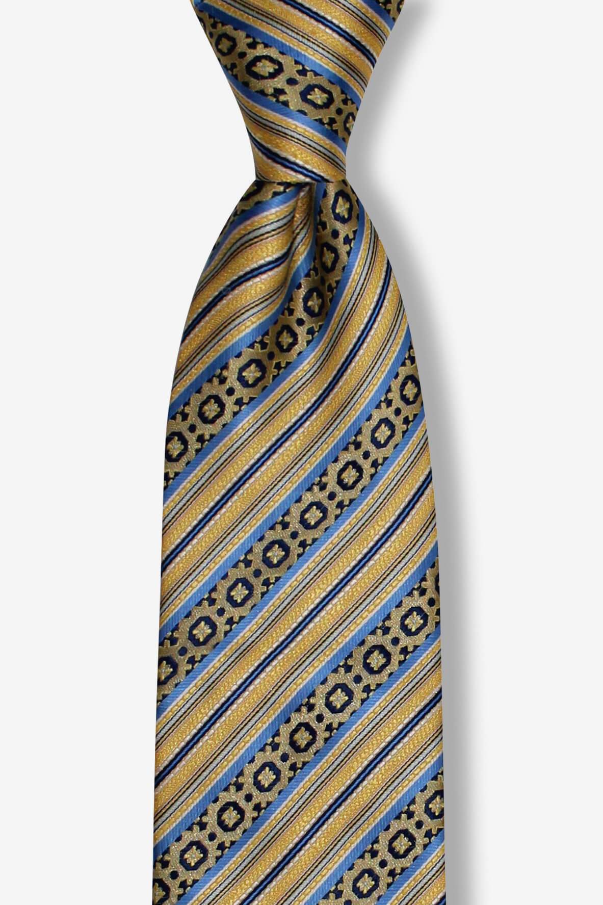 Gold Striped Geometric Pre-tied Tie, Tie, GoTie