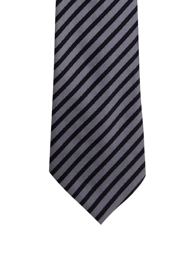 Gray Black Striped Skinny Pre-tied Tie, Tie, GoTie