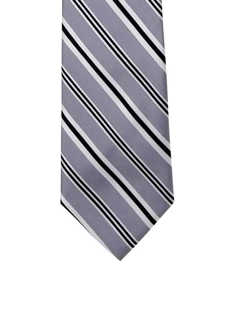 Gray Black Thin Striped Skinny Pre-tied Tie, Tie, GoTie