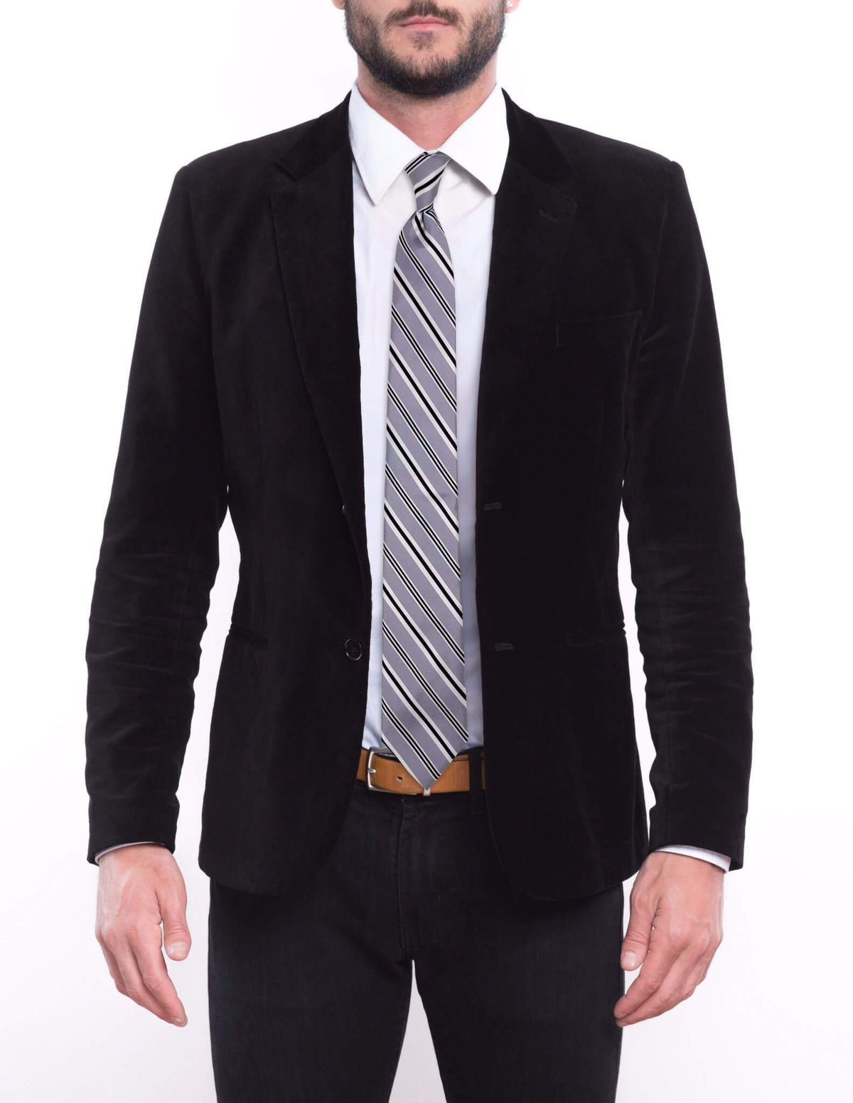 Gray Black Thin Striped Skinny Pre-tied Tie, Tie, GoTie