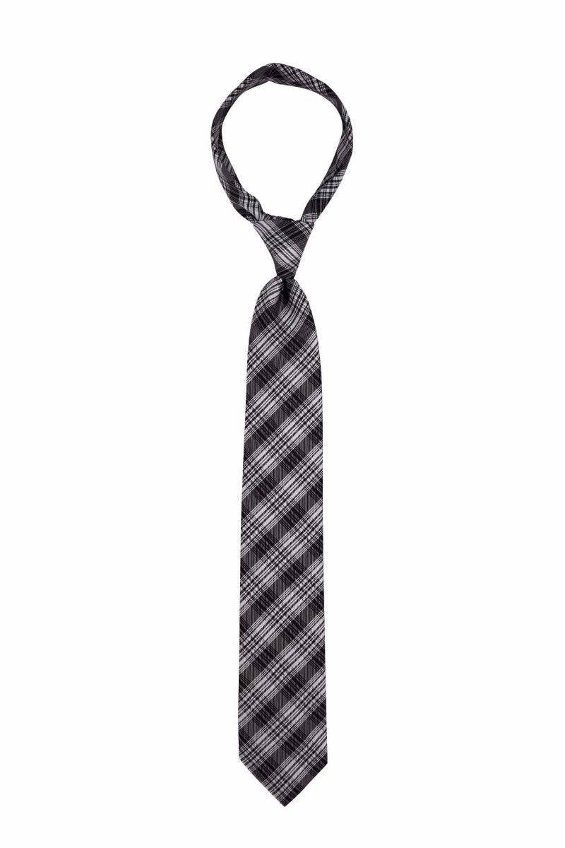 Gray Plaid with Tan Pre-tied Tie, Tie, GoTie
