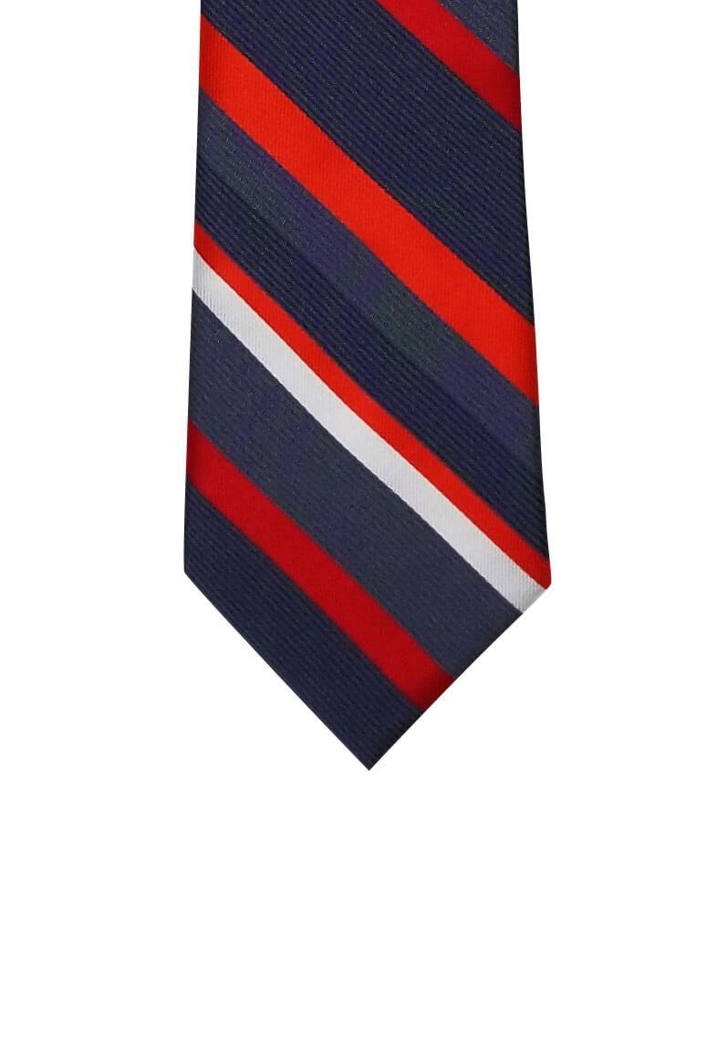 Gray with Red Stripes Skinny Pre-tied Tie, Tie, GoTie