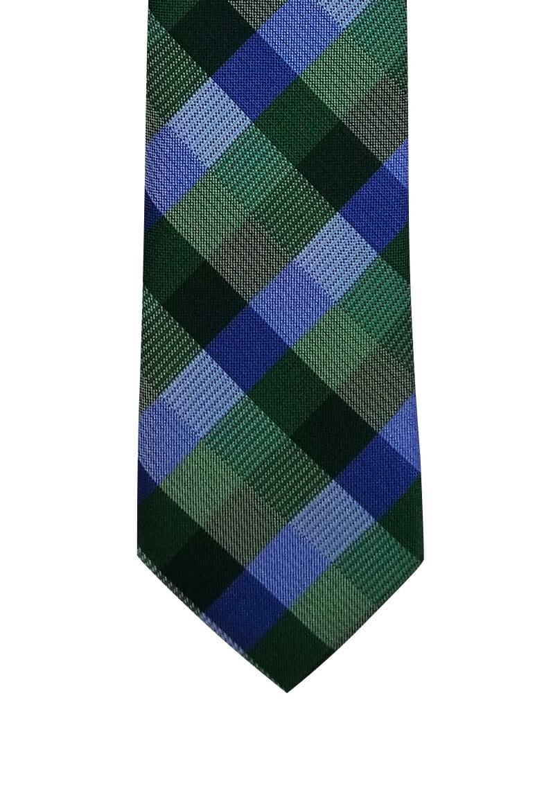 Green Blue Plaid Pre-tied Tie, Tie, GoTie