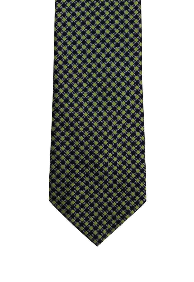 Green Blue Small Checkered Skinny Pre-tied Tie, Tie, GoTie