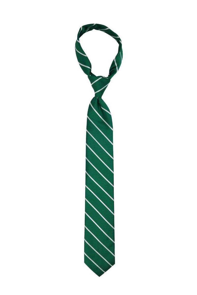 Green Silver Striped Pre-tied Tie, Tie, GoTie