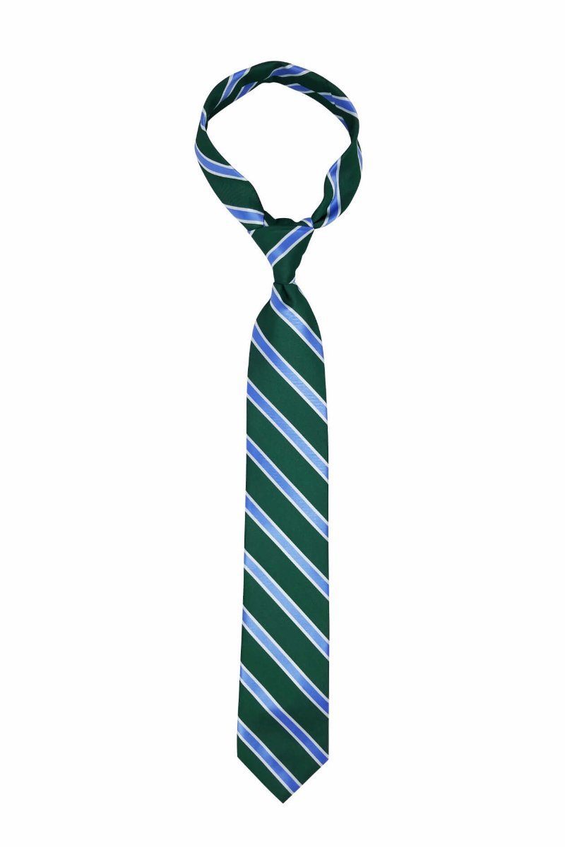 Green with Blue White Stripes Pre-tied Tie, Tie, GoTie