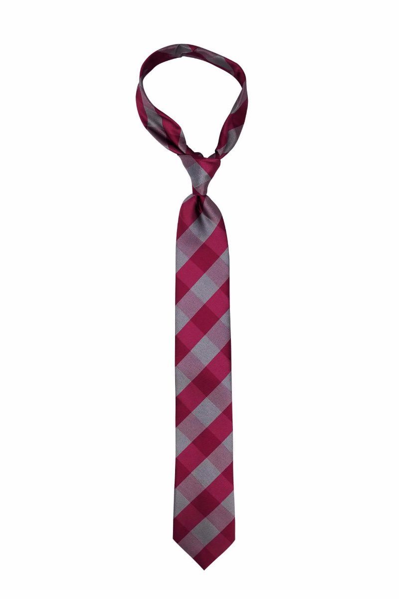 Large Plaid Pink and Gray Pre-tied Tie, Tie, GoTie