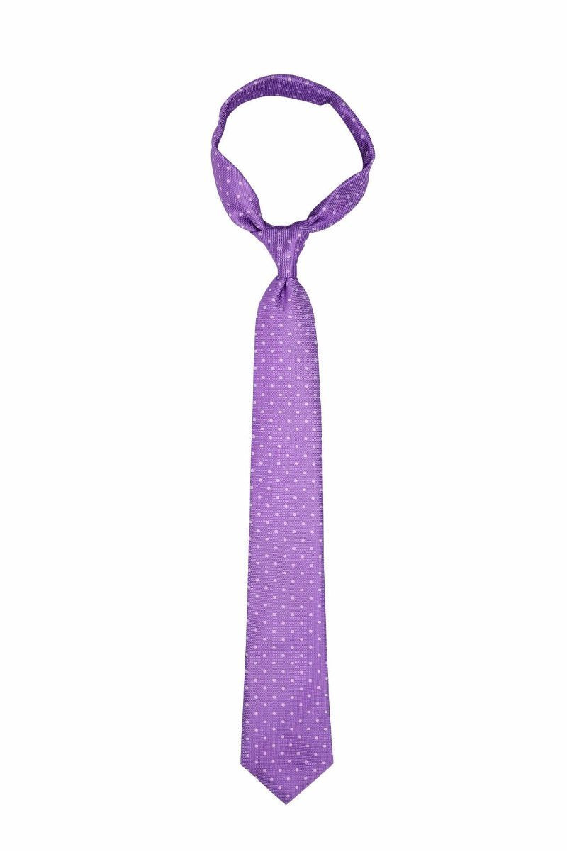 Light Purple with Silver Dots Skinny Pre-tied Tie, Tie, GoTie