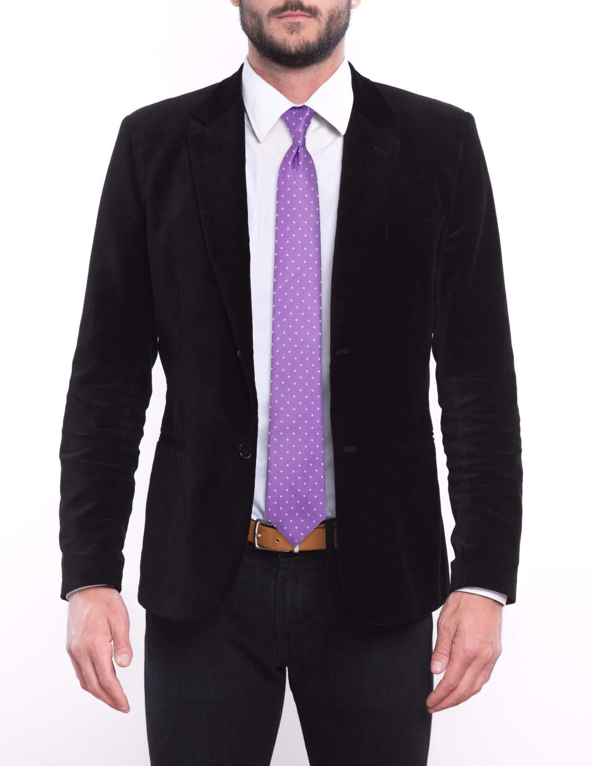 Light Purple with Silver Dots Skinny Pre-tied Tie, Tie, GoTie